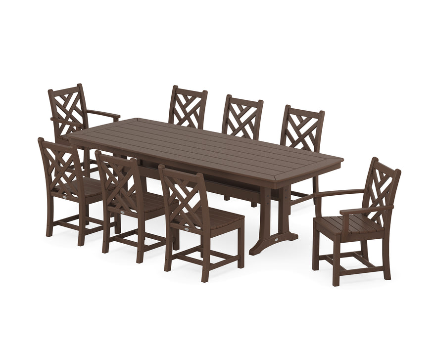 POLYWOOD Chippendale 9-Piece Dining Set with Trestle Legs in Mahogany image