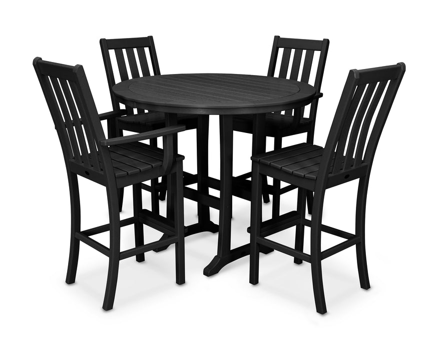 POLYWOOD Vineyard 5-Piece Nautical Trestle Bar Set in Black