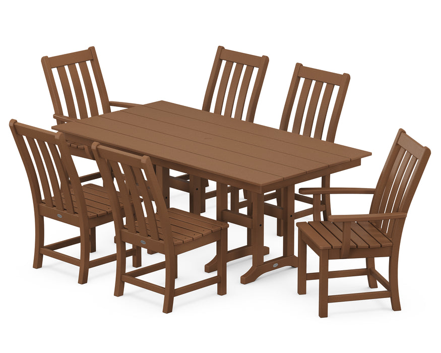 POLYWOOD Vineyard 7-Piece Farmhouse Dining Set in Teak