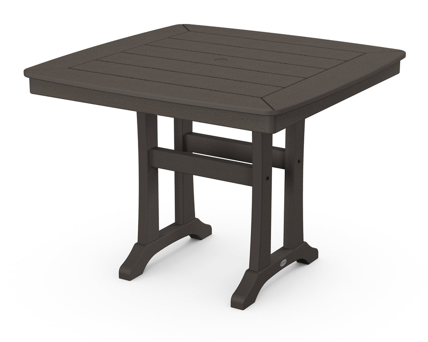POLYWOOD Nautical Trestle 37" Dining Table in Vintage Coffee image