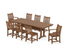 POLYWOOD Traditional Garden 9-Piece Farmhouse Dining Set with Trestle Legs in Teak image