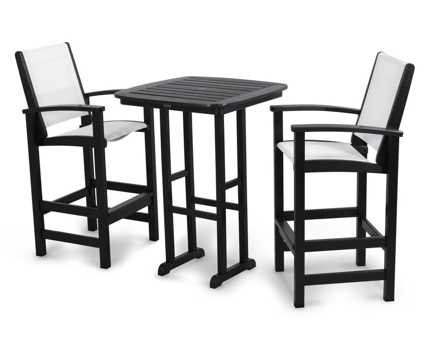 POLYWOOD Coastal 3-Piece Bar Set in Black / White Sling image