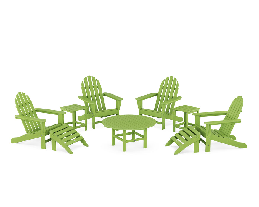 POLYWOOD Classic Adirondack Chair 9-Piece Conversation Set in Lime image