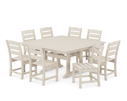 POLYWOOD Lakeside 9-Piece Nautical Trestle Dining Set in Sand image