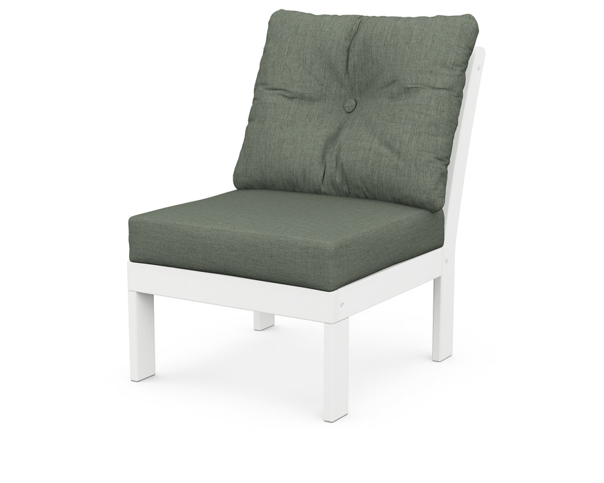 POLYWOOD Vineyard Modular Armless Chair in White / Cast Sage