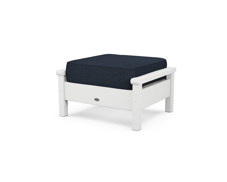 POLYWOOD Harbour Deep Seating Ottoman in White / Marine Indigo image