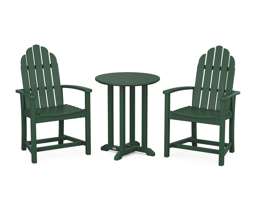 POLYWOOD Classic Adirondack 3-Piece Round Dining Set in Green