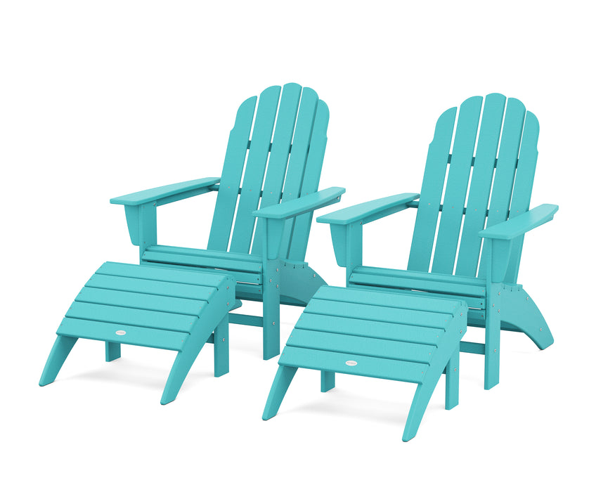 POLYWOOD Vineyard Curveback Adirondack Chair 4-Piece Set with Ottomans in Aruba