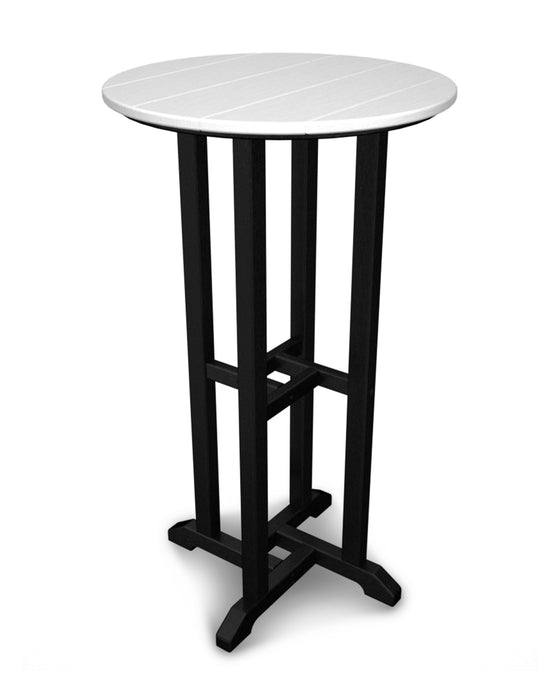 POLYWOOD Contempo 24" Round Bar Table in Black / White image