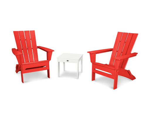 POLYWOOD Quattro 3-Piece Adirondack Set in Sunset Red / White image