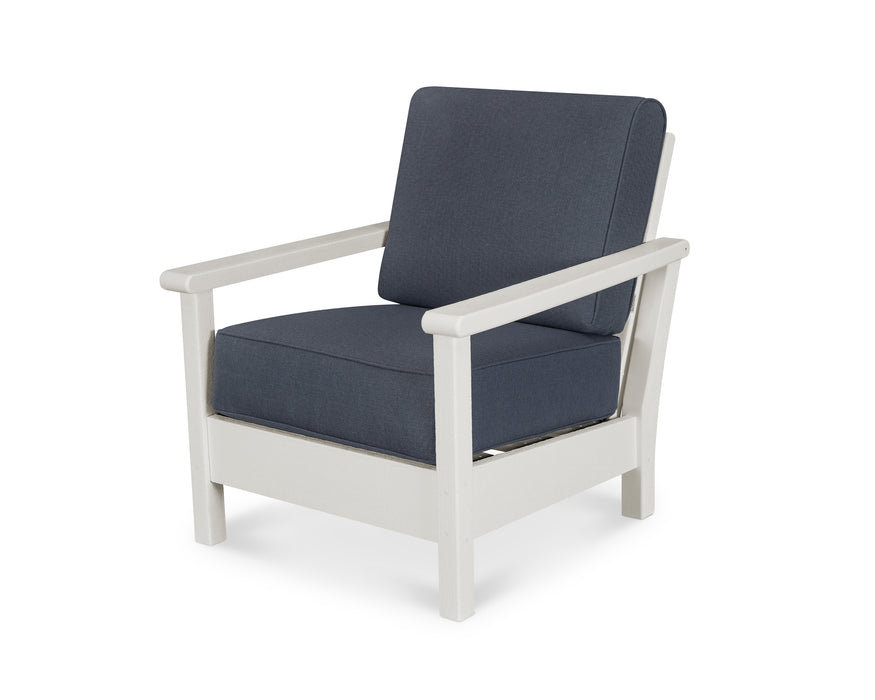 POLYWOOD Harbour Deep Seating Chair in Vintage White / Sancy Denim image