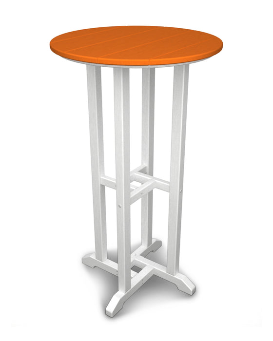 POLYWOOD Contempo 24" Round Bar Table in White / Tangerine image