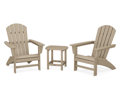 POLYWOOD Nautical 3-Piece Adirondack Set with South Beach 18" Side Table in Vintage Sahara image