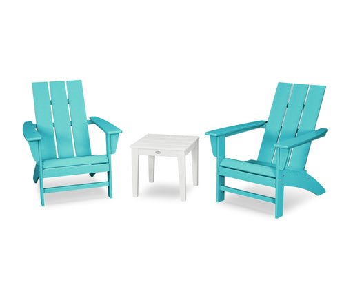 POLYWOOD Modern Adirondack 3-Piece Set in Aruba / White image