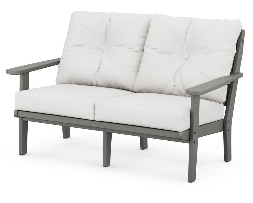 POLYWOOD Lakeside Deep Seating Loveseat in Slate Grey / Natural Linen image