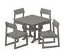 POLYWOOD EDGE 5-Piece Farmhouse Trestle Side Chair Dining Set in Slate Grey image