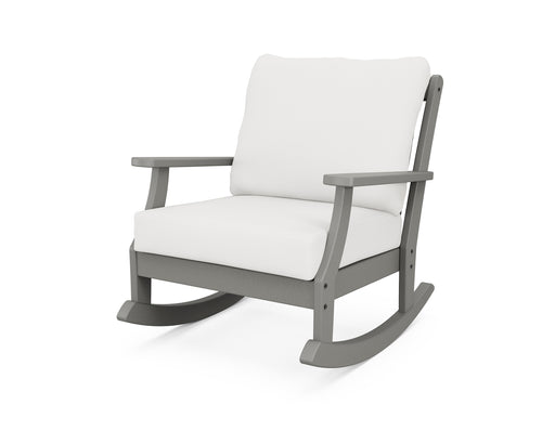 POLYWOOD Braxton Deep Seating Rocking Chair in Slate Grey / Natural Linen image