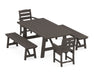 POLYWOOD Lakeside 5-Piece Rustic Farmhouse Dining Set With Benches in Vintage Coffee image