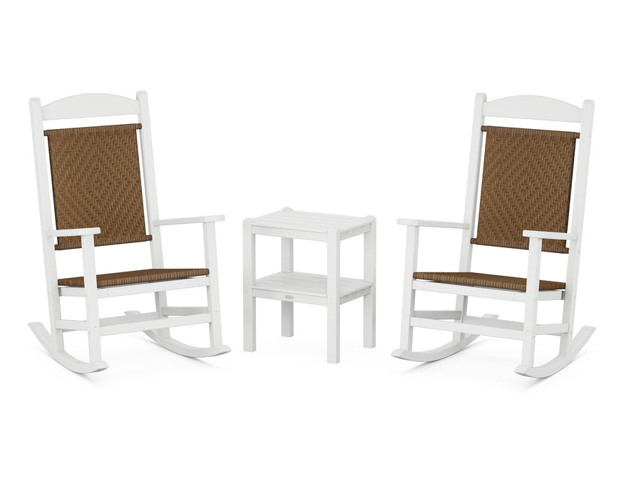 POLYWOOD Presidential Woven Rocker 3-Piece Set in White / Tigerwood image