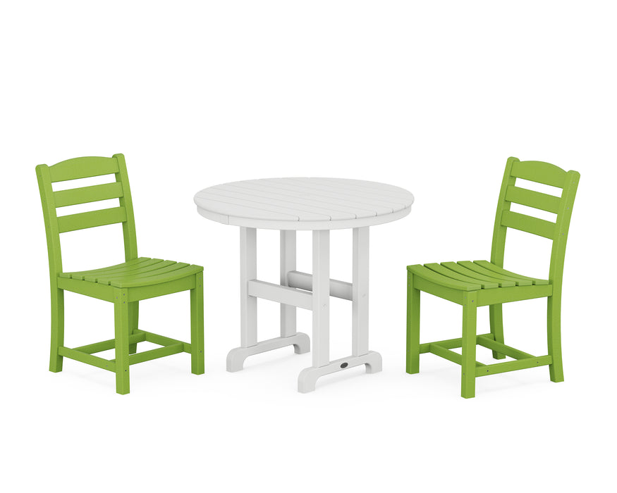 POLYWOOD La Casa Cafe Side Chair 3-Piece Round Dining Set in Lime