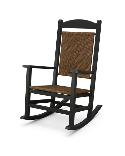 POLYWOOD Presidential Woven Rocking Chair in Black / Tigerwood image