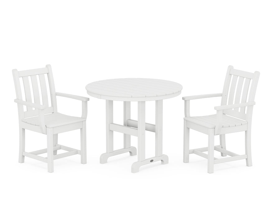 POLYWOOD Traditional Garden 3-Piece Round Dining Set in White