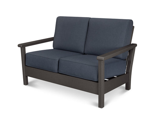 POLYWOOD Harbour Deep Seating Loveseat in Vintage Coffee / Sancy Denim image