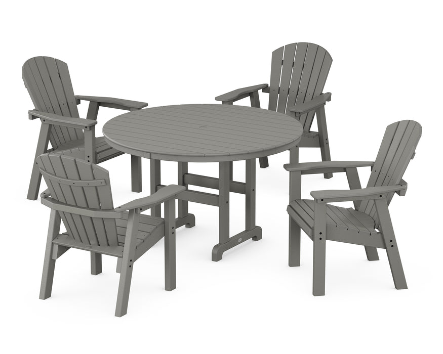 POLYWOOD Seashell 5-Piece Round Farmhouse Dining Set in Slate Grey