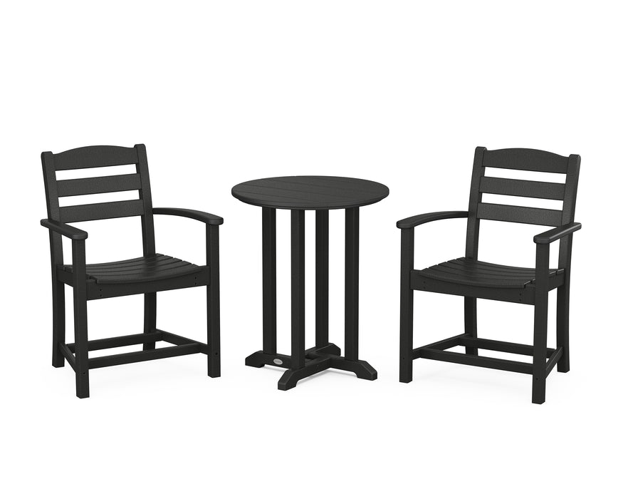 POLYWOOD La Casa Cafe 3-Piece Round Dining Set in Black