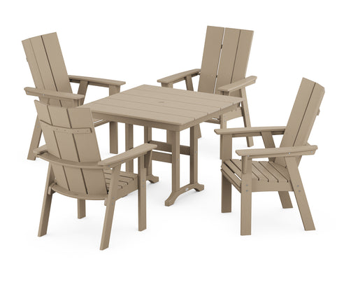 POLYWOOD Modern Adirondack 5-Piece Farmhouse Dining Set in Vintage Sahara image