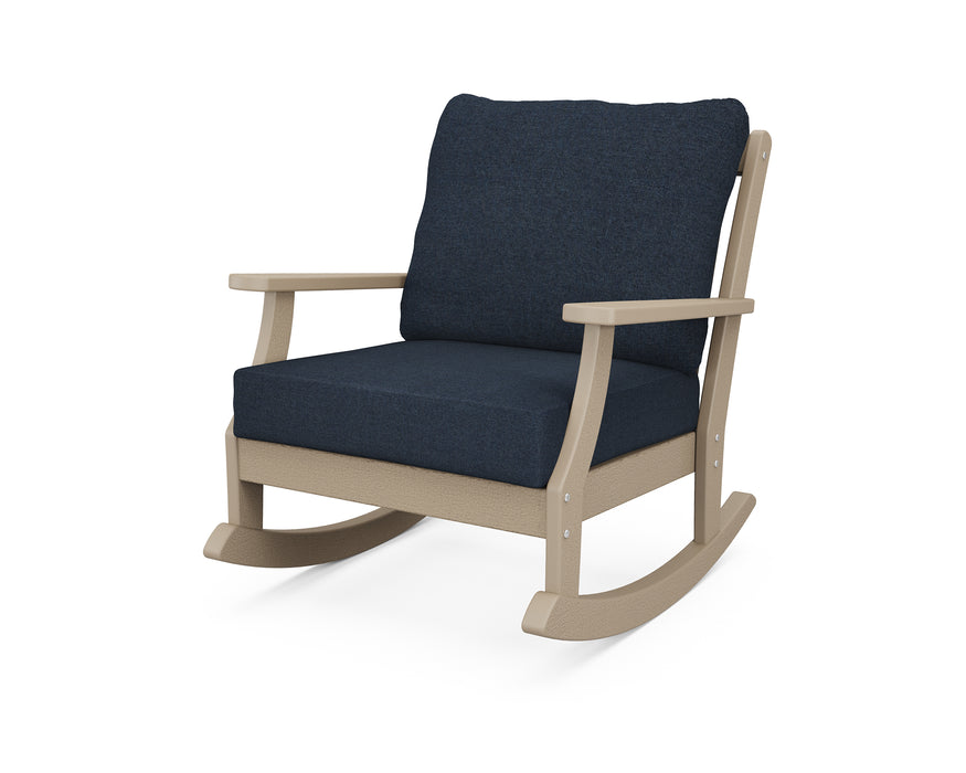 POLYWOOD Braxton Deep Seating Rocking Chair in Vintage Sahara / Marine Indigo