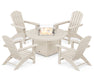 POLYWOOD Nautical 5-Piece Adirondack Chair Conversation Set with Fire Pit Table in Sand image