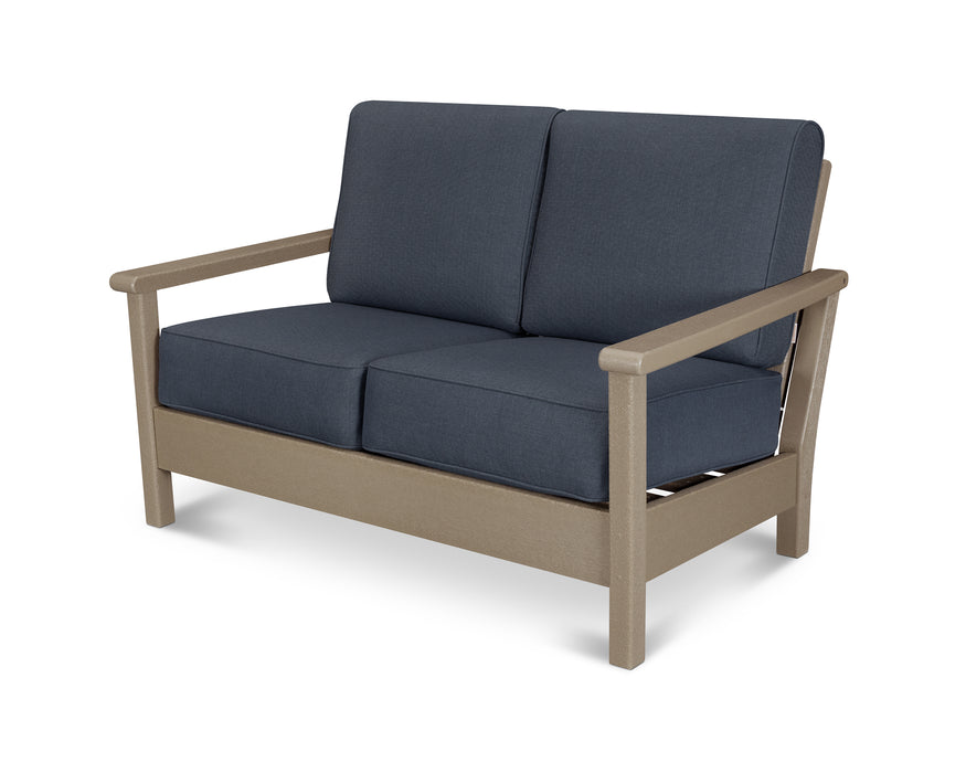 POLYWOOD Harbour Deep Seating Loveseat in Vintage Sahara / Sancy Denim