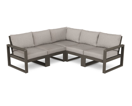 POLYWOOD EDGE 5-Piece Modular Deep Seating Set in Vintage Coffee / Weathered Tweed image