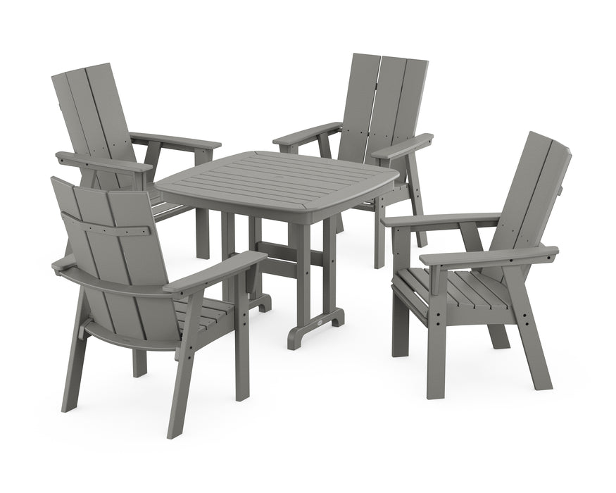 POLYWOOD Modern Curveback Adirondack 5-Piece Dining Set in Slate Grey