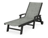 POLYWOOD Coastal Chaise with Wheels in Black / Birch Sling image