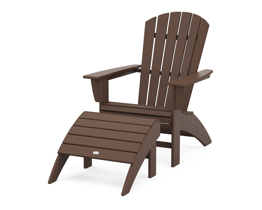 POLYWOOD Nautical Curveback Adirondack Chair 2-Piece Set with Ottoman in Mahogany image