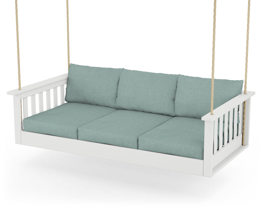 POLYWOOD Vineyard Daybed Swing in White / Glacier Spa