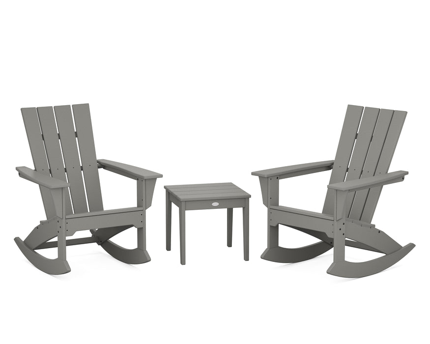 POLYWOOD Quattro 3-Piece Rocker Set in Slate Grey