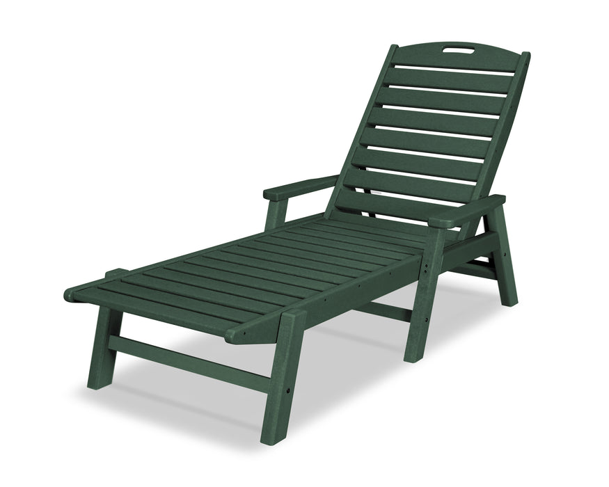 POLYWOOD Nautical Chaise with Arms in Green