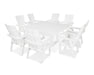 POLYWOOD Modern Curveback Adirondack 9-Piece Farmhouse Trestle Dining Set in Vintage White image