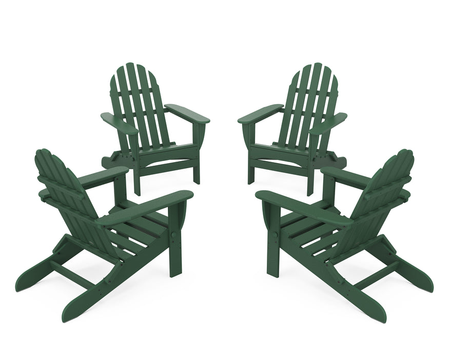 POLYWOOD 4-Piece Classic Folding Adirondack Conversation Set in Green