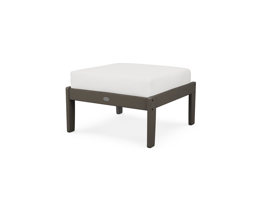 POLYWOOD Braxton Deep Seating Ottoman in Vintage Coffee / Natural Linen