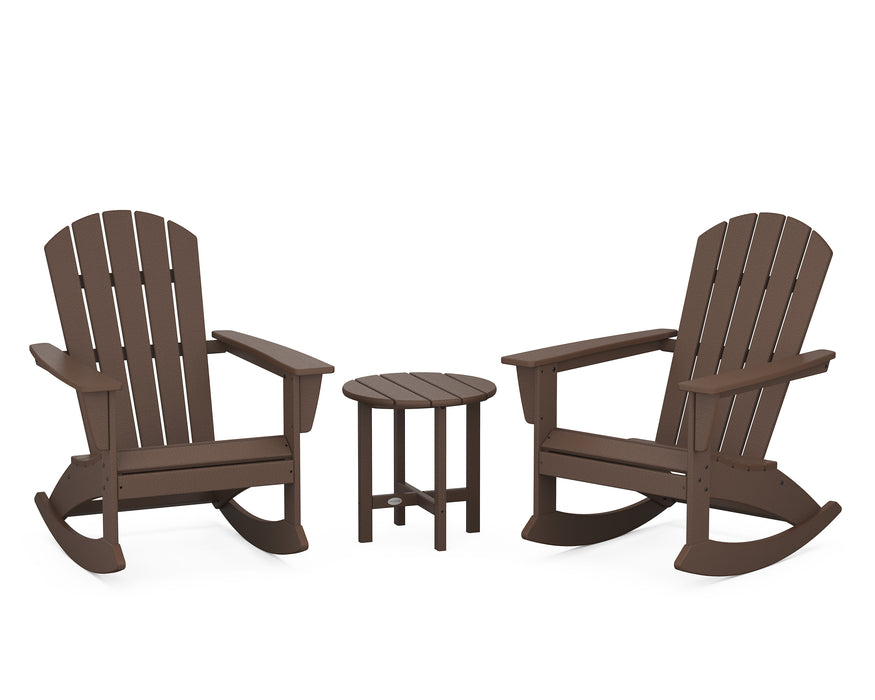 POLYWOOD Nautical 3-Piece Adirondack Rocking Chair Set in Mahogany image