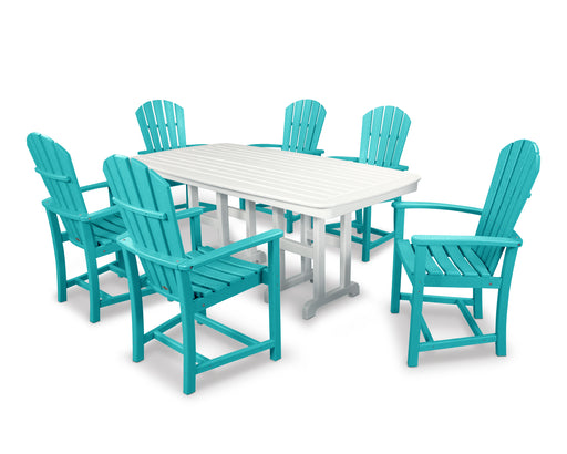 POLYWOOD Palm Coast 7-Piece Dining Set in Aruba / White image