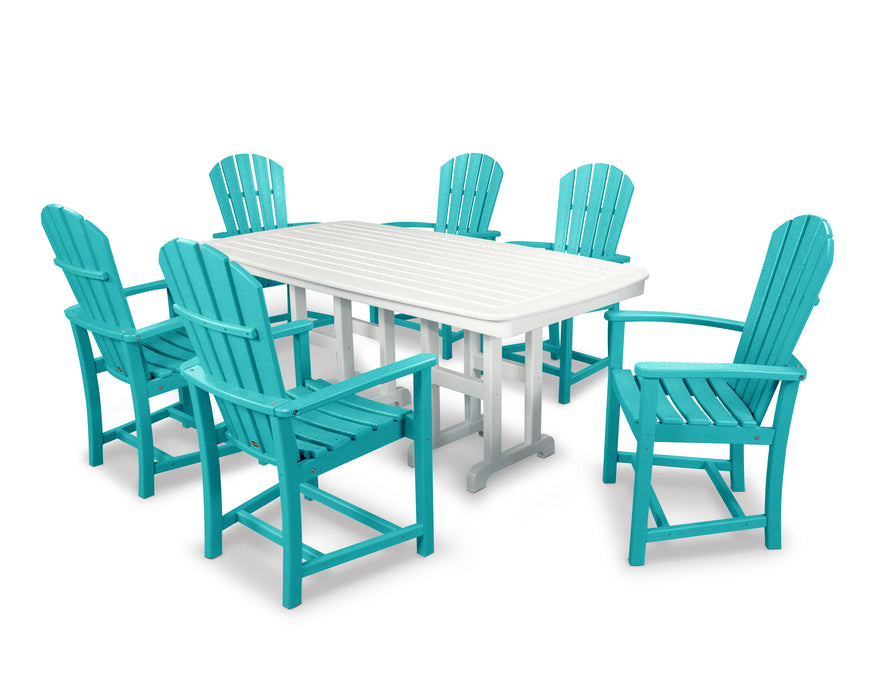 POLYWOOD Palm Coast 7-Piece Dining Set in Aruba / White image