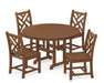 POLYWOOD Chippendale 5-Piece Round Farmhouse Side Chair Dining Set in Teak image