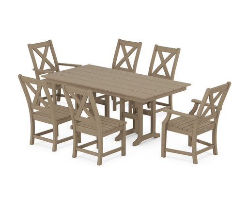 POLYWOOD Braxton 7-Piece Farmhouse Dining Set in Vintage Sahara image