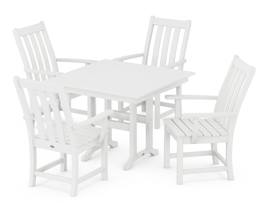 POLYWOOD Vineyard 5-Piece Farmhouse Dining Set in White