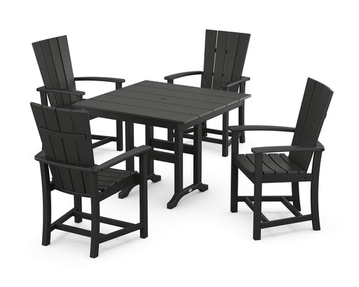 POLYWOOD Quattro 5-Piece Farmhouse Dining Set in Black image